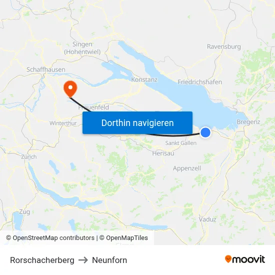 Rorschacherberg to Neunforn map