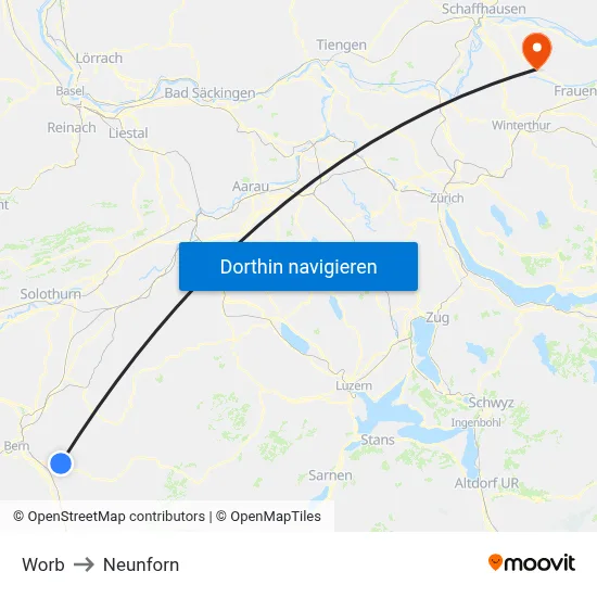 Worb to Neunforn map