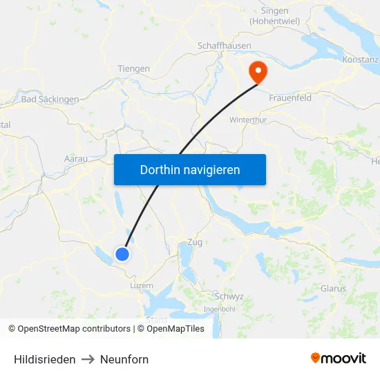 Hildisrieden to Neunforn map
