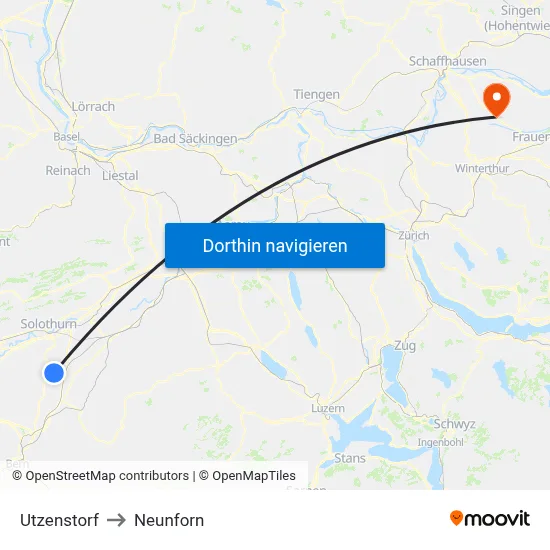 Utzenstorf to Neunforn map