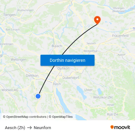 Aesch (Zh) to Neunforn map