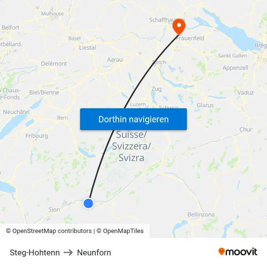 Steg-Hohtenn to Neunforn map