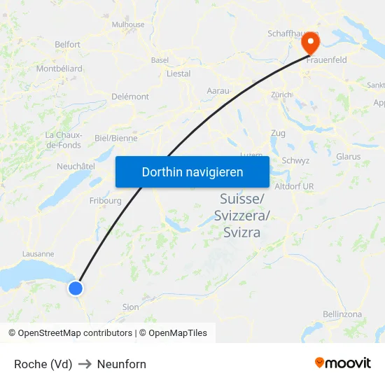 Roche (Vd) to Neunforn map