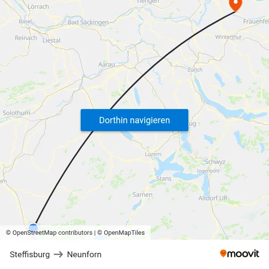 Steffisburg to Neunforn map