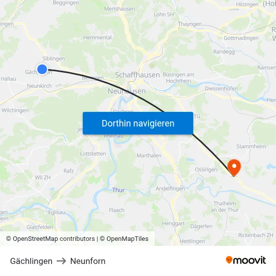 Gächlingen to Neunforn map