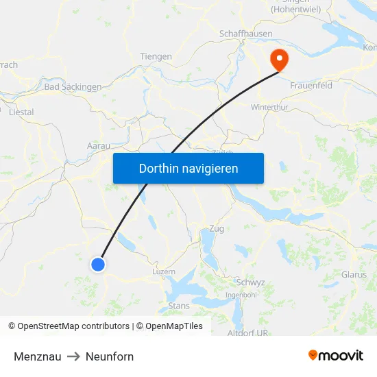 Menznau to Neunforn map