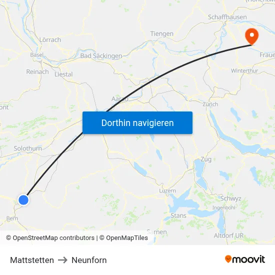 Mattstetten to Neunforn map