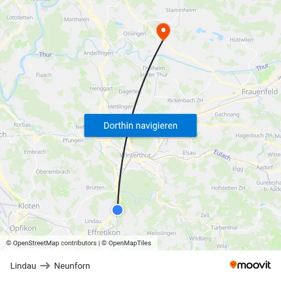 Lindau to Neunforn map