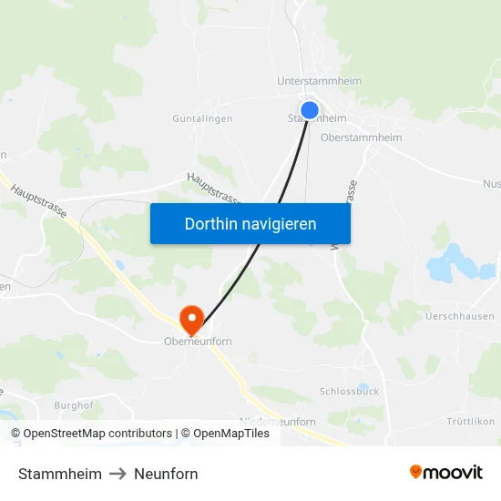 Stammheim to Neunforn map