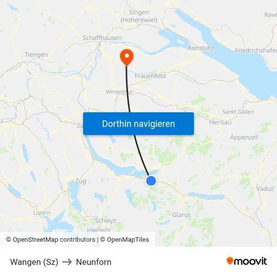 Wangen (Sz) to Neunforn map
