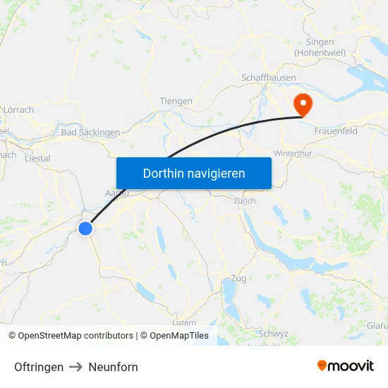 Oftringen to Neunforn map