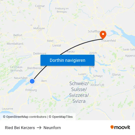 Ried Bei Kerzers to Neunforn map