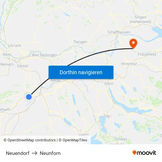 Neuendorf to Neunforn map