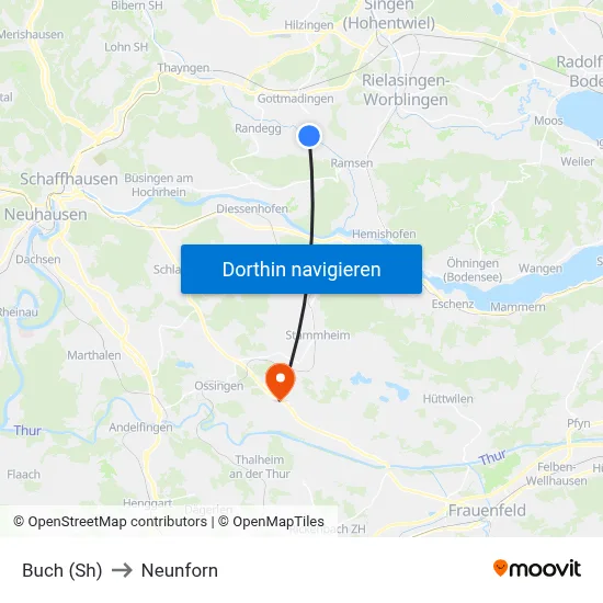 Buch (Sh) to Neunforn map