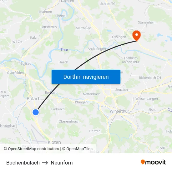 Bachenbülach to Neunforn map