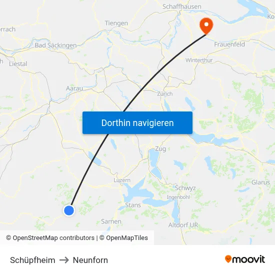 Schüpfheim to Neunforn map
