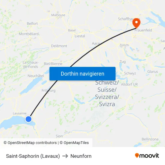 Saint-Saphorin (Lavaux) to Neunforn map