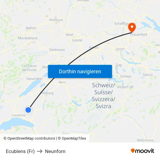 Ecublens (Fr) to Neunforn map