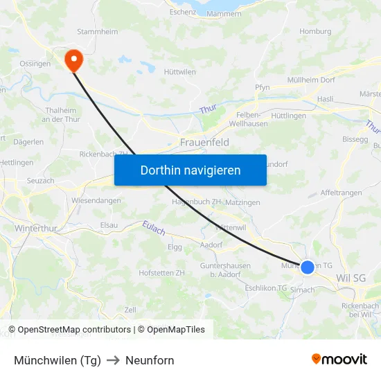 Münchwilen (Tg) to Neunforn map