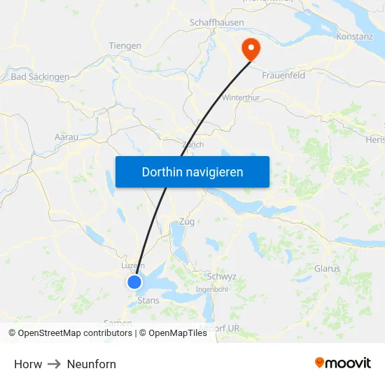 Horw to Neunforn map