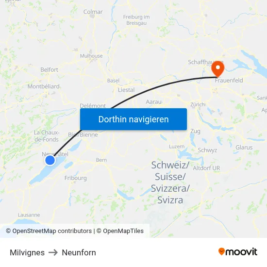 Milvignes to Neunforn map