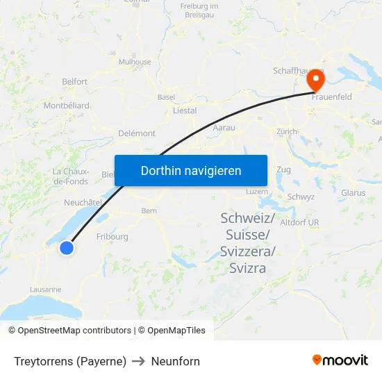 Treytorrens (Payerne) to Neunforn map