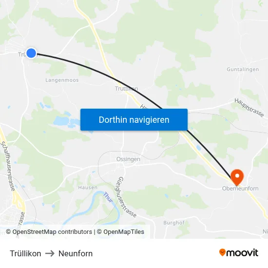 Trüllikon to Neunforn map