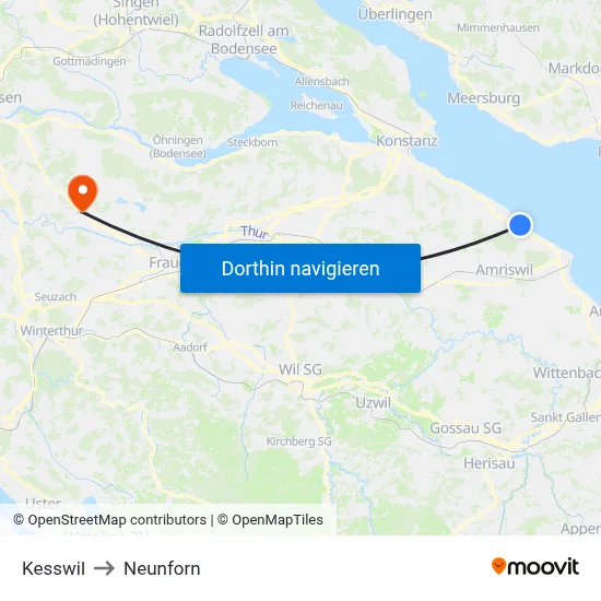 Kesswil to Neunforn map