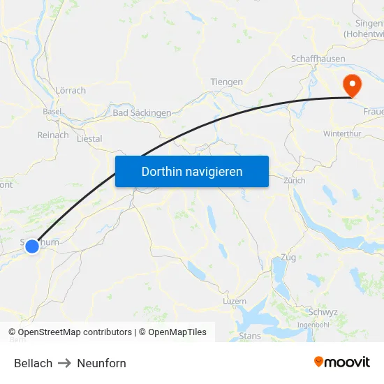 Bellach to Neunforn map