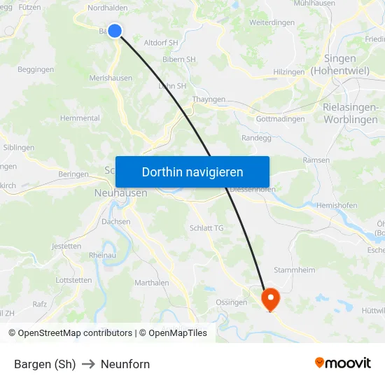 Bargen (Sh) to Neunforn map