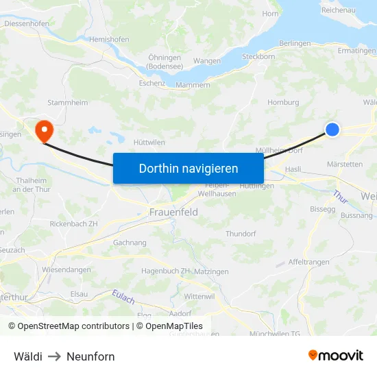 Wäldi to Neunforn map