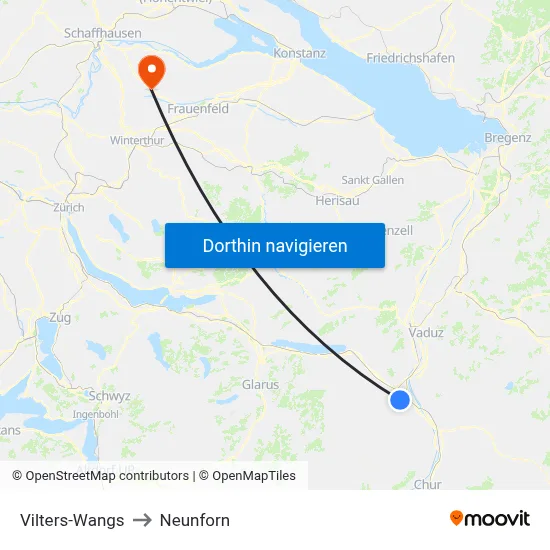 Vilters-Wangs to Neunforn map