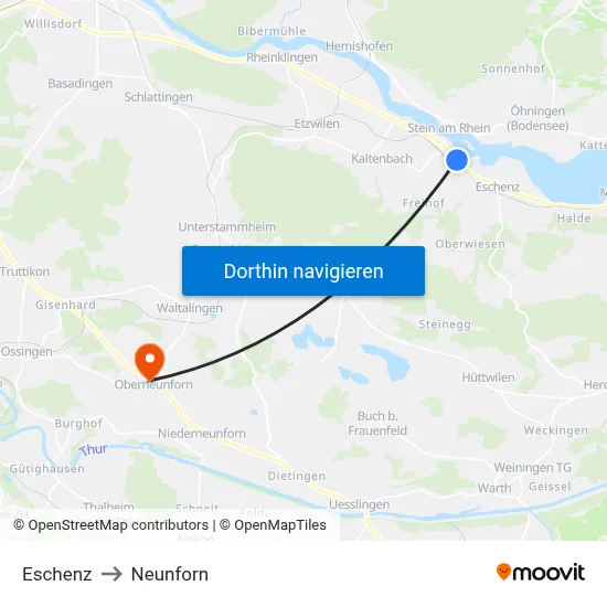 Eschenz to Neunforn map