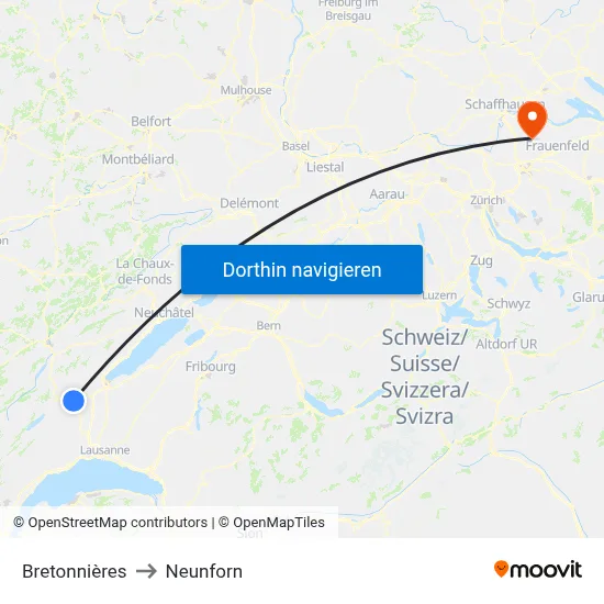 Bretonnières to Neunforn map