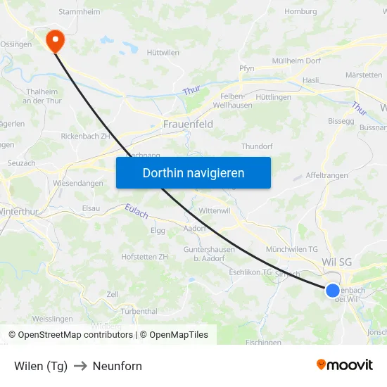 Wilen (Tg) to Neunforn map