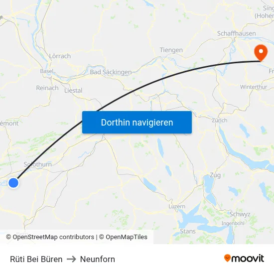 Rüti Bei Büren to Neunforn map