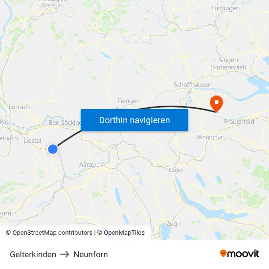 Gelterkinden to Neunforn map