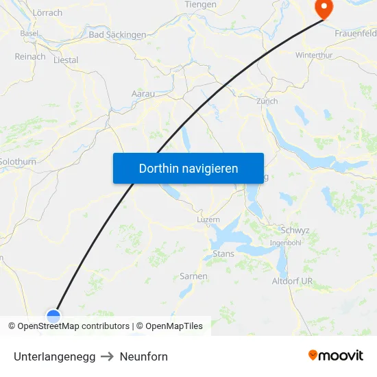 Unterlangenegg to Neunforn map