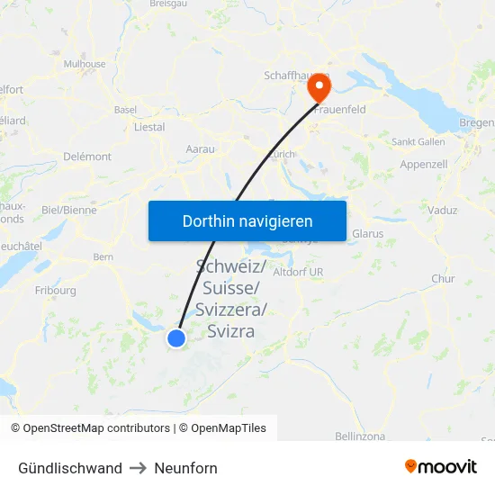 Gündlischwand to Neunforn map