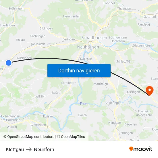 Klettgau to Neunforn map