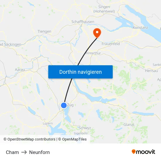 Cham to Neunforn map