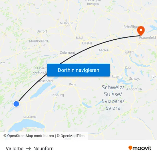 Vallorbe to Neunforn map