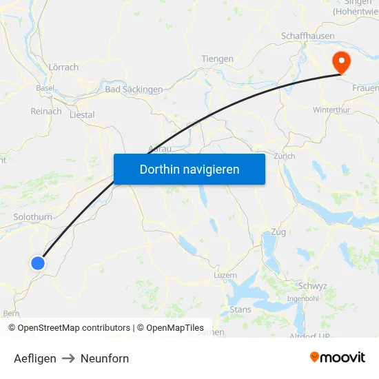 Aefligen to Neunforn map
