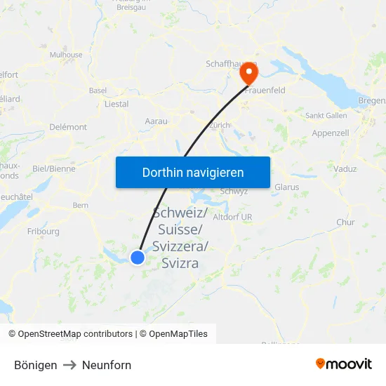 Bönigen to Neunforn map