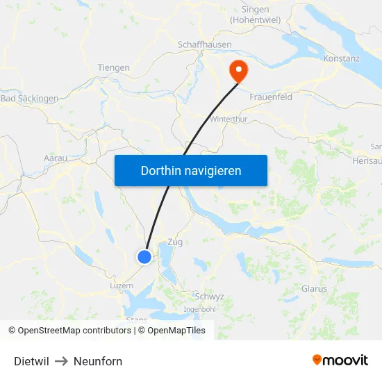 Dietwil to Neunforn map