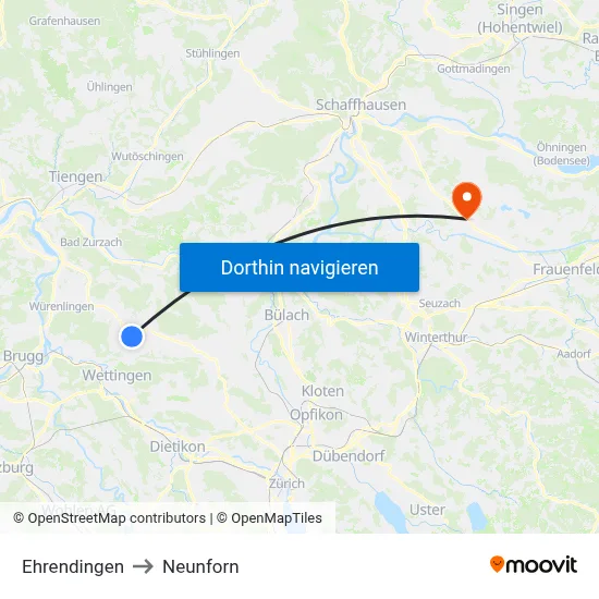 Ehrendingen to Neunforn map