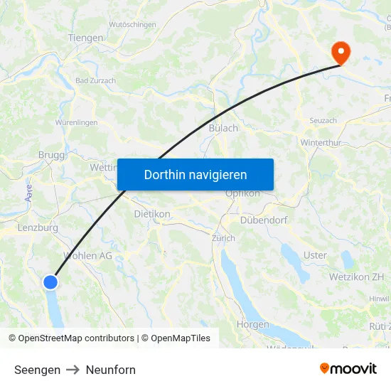 Seengen to Neunforn map