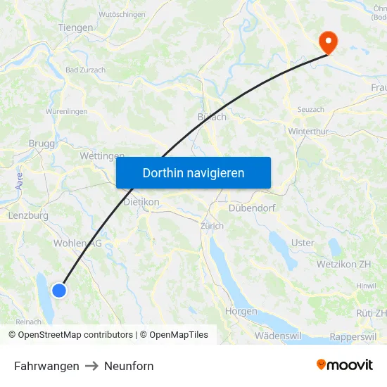 Fahrwangen to Neunforn map