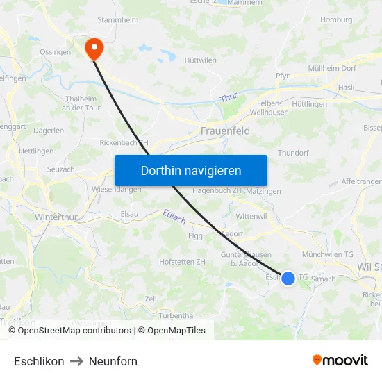 Eschlikon to Neunforn map