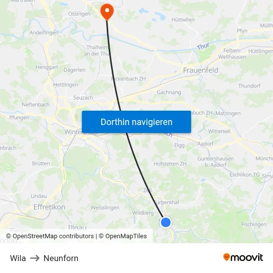 Wila to Neunforn map